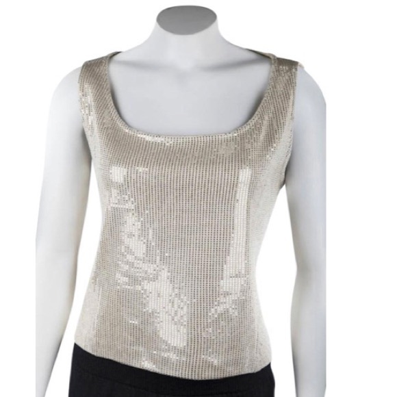 St. John Tops - ST JOHN Gold Metallic Paillette Top Size 10